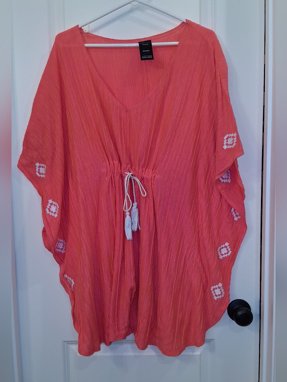 Catalina Coral Pink Embroidered Swim Cover